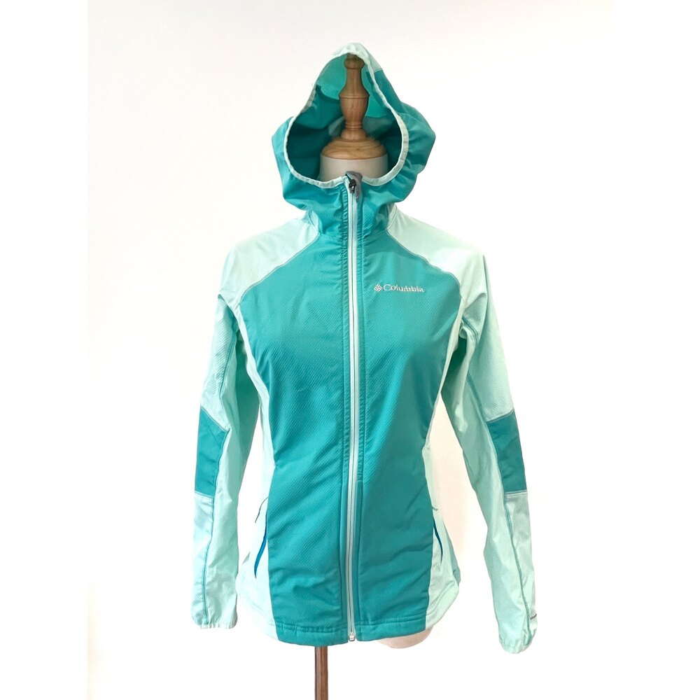 Columbia Women's Jacket Mint Green Hoodie Omni Shield Outdoors Active